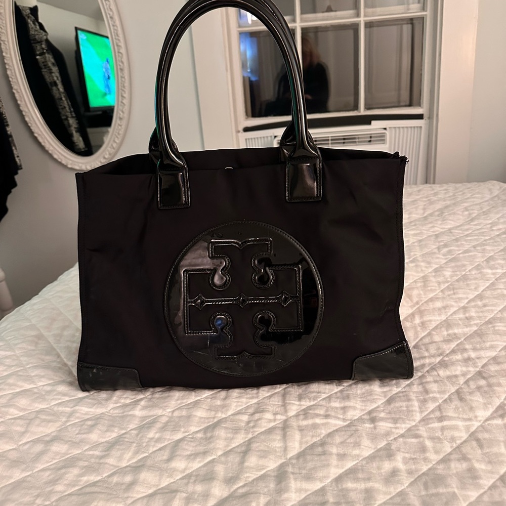 Tory Burch Black Tote with Logo Accent